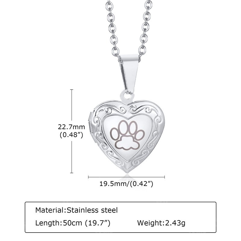 Fashion Gold Silver Color Stainless Steel Heart Pendant Necklace Punk Vintage Photos Necklace for Women