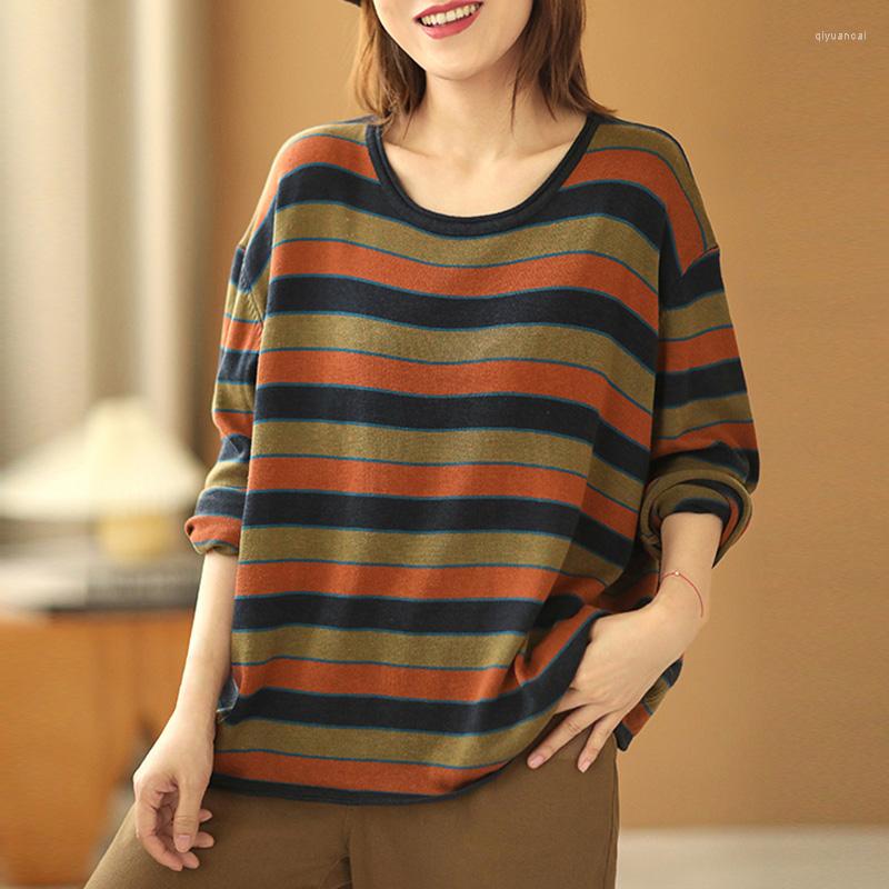 Women's Sweaters Johnature Women Cotton Knitted Sweater Vintage Striped O-Neck Long Sleeve Loose Casual Tops 2022 Autumn Simple, Navy orange
Women's Sweaters Johnature Women Cotton Knitted Sweater Vintage Striped O-Neck Long Sleeve Loose Casual Tops 2022 Autumn Simple, Navy orange