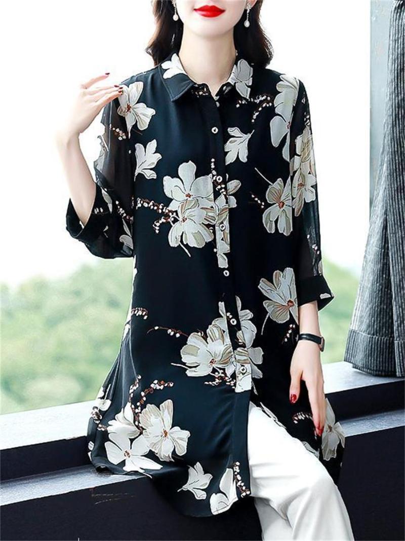 Women's Blouses 4XL Women Spring Summer Shirts Lady Fashion Casual Half Sleeve Turn-down Collar Flower Printing Blusas Tops MM2004, Black
Women's Blouses 4XL Women Spring Summer Shirts Lady Fashion Casual Half Sleeve Turn-down Collar Flower Printing Blusas Tops MM2004, Black