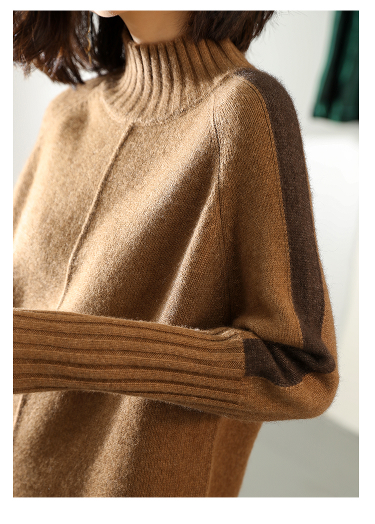 Women's Knits Tees Autumn and Winter 100 Wool Sweater High Collar Pullover Women Long Section Cashmere Shirt Bag Hip Split Loose Thick 221007