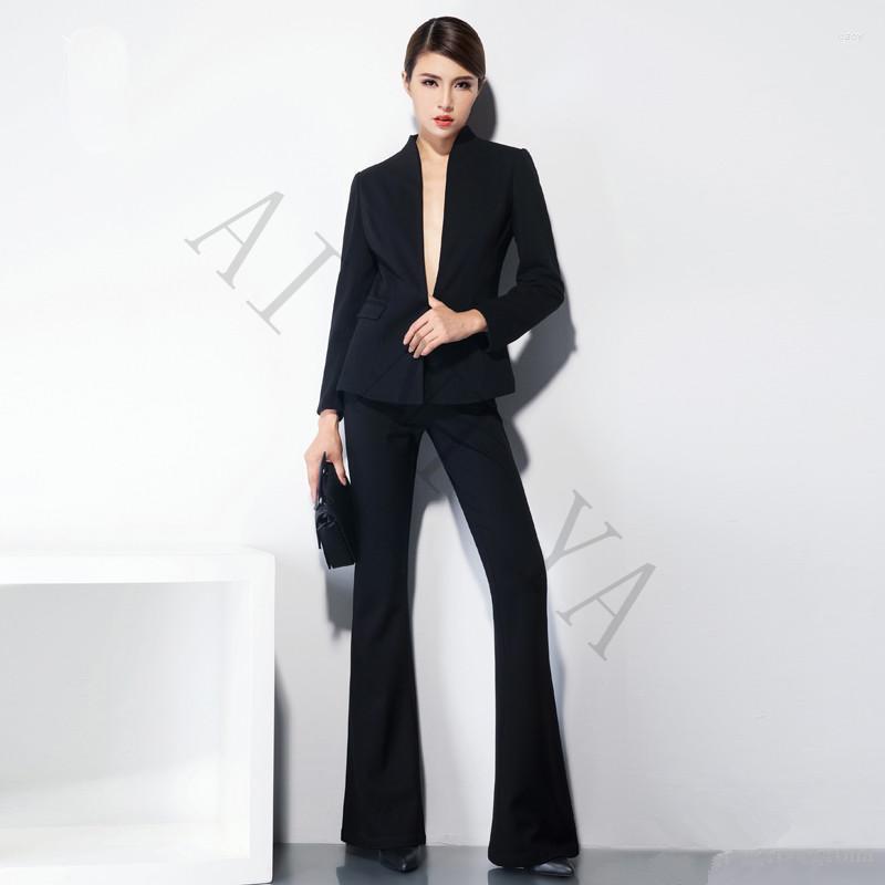 Women's Two Piece Pants Spring Women's Leisure Suit Soild Color Jacket And Bell-bottomed Black Mandarin Collar Female Office Uniform, Choose color chart
Women's Two Piece Pants Spring Women's Leisure Suit Soild Color Jacket And Bell-bottomed Black Mandarin Collar Female Office Uniform, Choose color chart