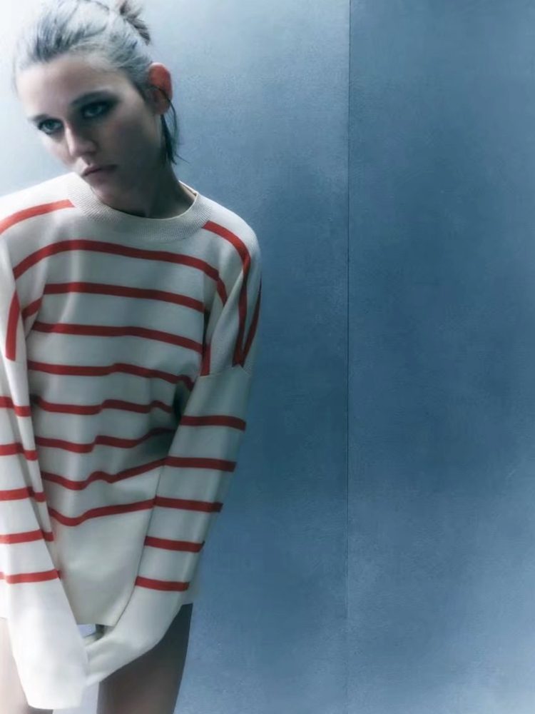 Women's Knits Tees Ladies Autumn Winter Sweater Women Striped Basic Loose Warm Soft Pullover Casual Knitted Jumper Chic Women Sweater Top Female 