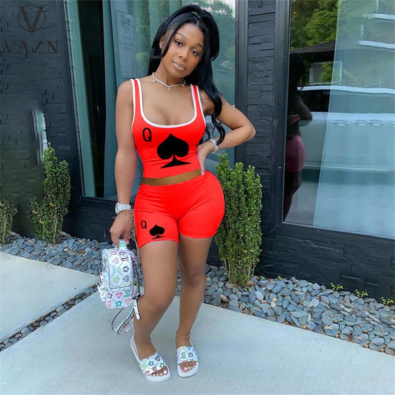 Women' Tracksuits VAZN 2022 Summer European And American Fashion Sleeveless Letter Print Sexy Sports Vest Shorts Spades Q Suit, Red
Women' Tracksuits VAZN 2022 Summer European And American Fashion Sleeveless Letter Print Sexy Sports Vest Shorts Spades Q Suit, Red