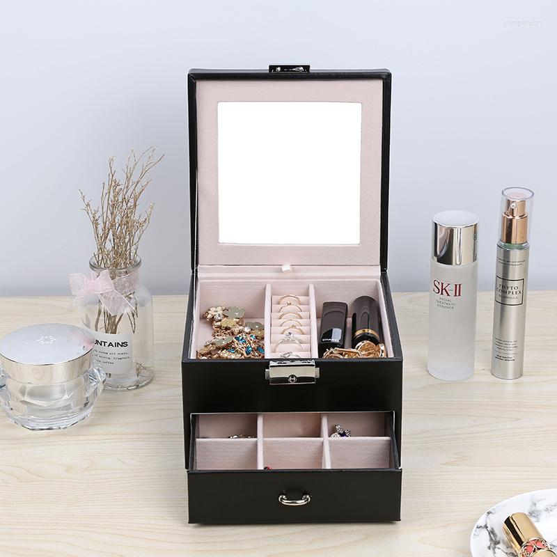 Jewelry Pouches Black PU Leather Box Organizer Multi Section Classic Holder With Modern Drawer Lock Large Mirror For Women Teens Girls
Jewelry Pouches Black PU Leather Box Organizer Multi Section Classic Holder With Modern Drawer Lock Large Mirror For Women Teens Girls