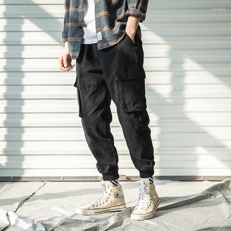Men' Pants Overalls Men' Loose Korean Version Of Wild Sports Tide Brand Student Trousers With Feet Nine Points Casual, Black