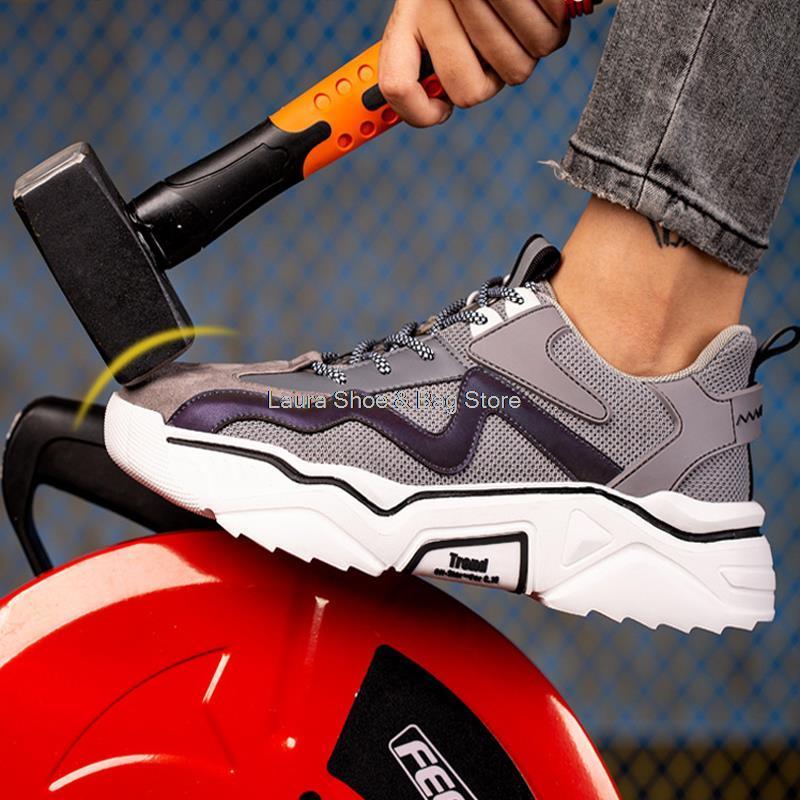 Boots High Quality Safety Shoes Men Women Steel Toe Boots Puncture Proof Work Sneaker Breathable Male Protective Working Boots Sporty 221007