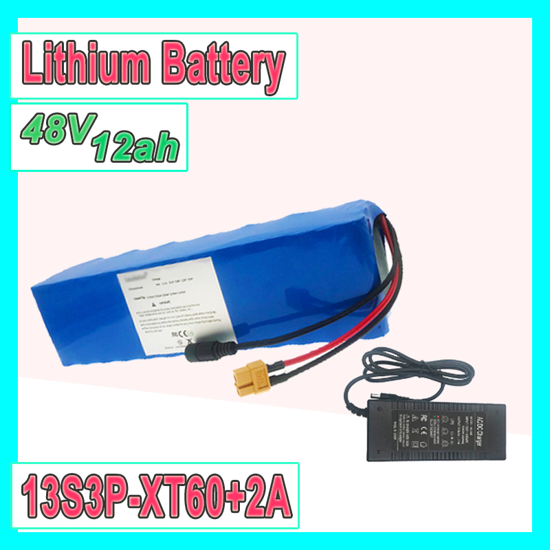 

Vakaumus 48V 12ah Lithium Battery Pack 18650 13S 3P For 500W 450W 350w 250W 54.6V Ebike Electric Bicycle Scooter With 2A Charger