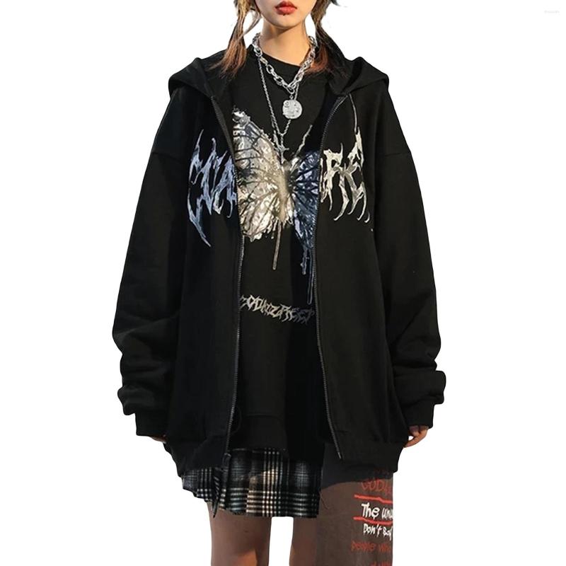 Women' Hoodies Womens Gothic Butterfly Graphic Autumn Polyester Long Sleeve Zip Up Loose Pocket Sweatshirts, Black
Women' Hoodies Womens Gothic Butterfly Graphic Autumn Polyester Long Sleeve Zip Up Loose Pocket Sweatshirts, Black