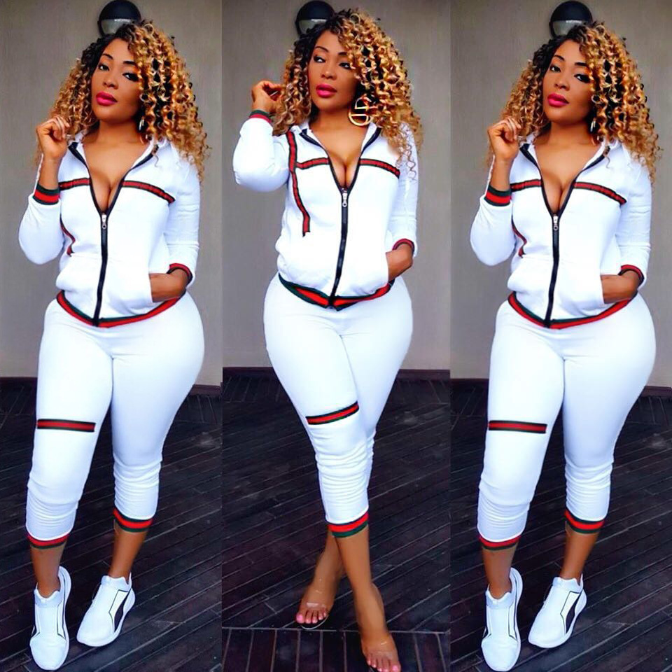 Women's Two Piece Pants Gothic Autumn Women's Sportswear 2pcs Women Hooded Long Sleeve Zip Crop Tops Long Pants Trousers Loose Casual Clothe