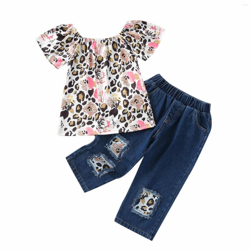Clothing Sets Toddler Girls 2Pcs Summer Outfits Off Shoulder Leopard Print Tops Patchwork Denim Pants Set 18M-5T, Picture shown
Clothing Sets Toddler Girls 2Pcs Summer Outfits Off Shoulder Leopard Print Tops Patchwork Denim Pants Set 18M-5T, Picture shown