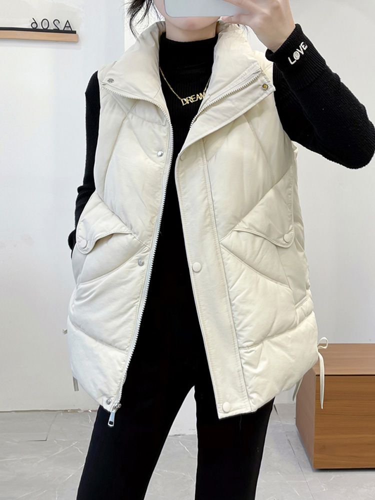 Women's Vests Janveny Loose Women't Sleeveless Jacket Ladies Winter Autumn Vest Korean Waistcoat Female 90 Lightweight Duck Down Puffer Gile