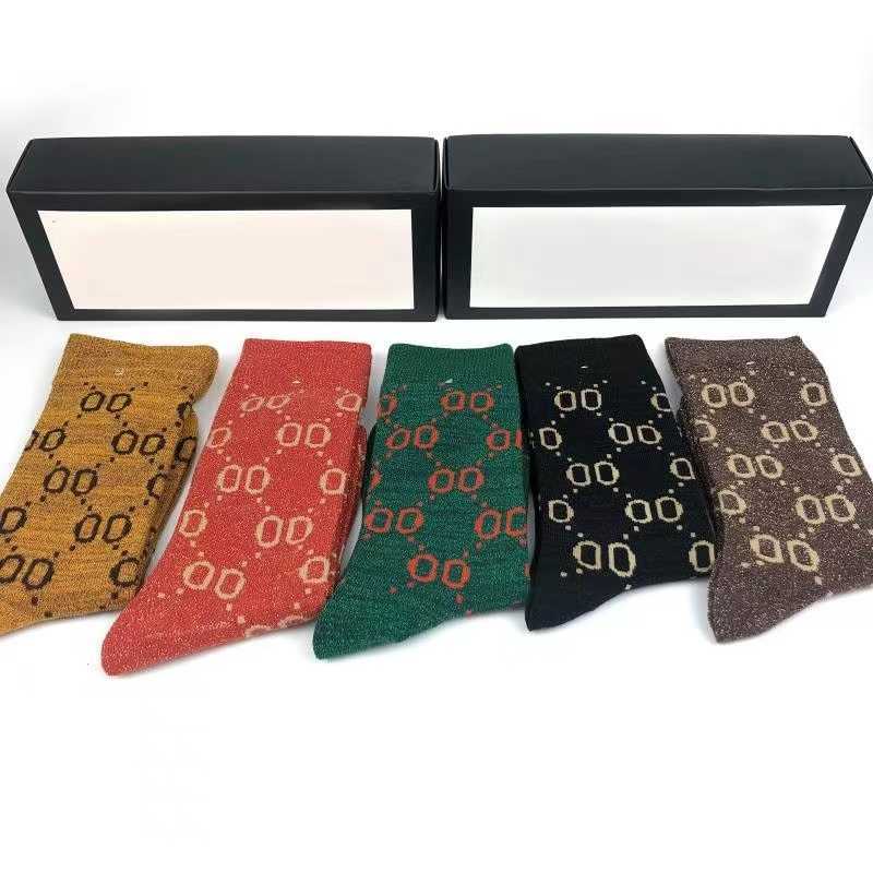 top quality designer men's and women's socks five brands of luxury sports winter net letter knit sock cotton with boxes