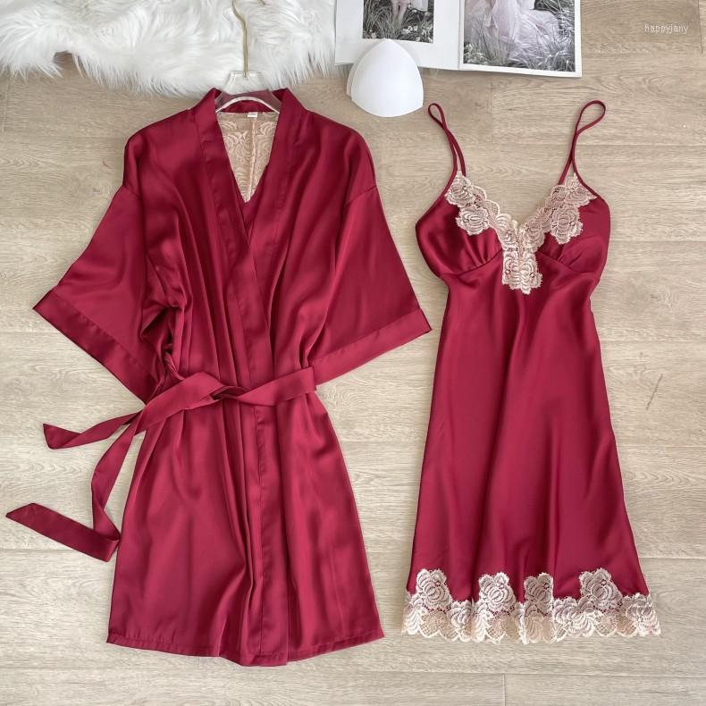 Women's Sleepwear -XL Women 2PCS Robe Sets Lace Floral Rayon 3/4 Sleeve Kimono Sexy Nightgown Spring Summer Casual Nightwear Home Wear, White
Women's Sleepwear -XL Women 2PCS Robe Sets Lace Floral Rayon 3/4 Sleeve Kimono Sexy Nightgown Spring Summer Casual Nightwear Home Wear, White