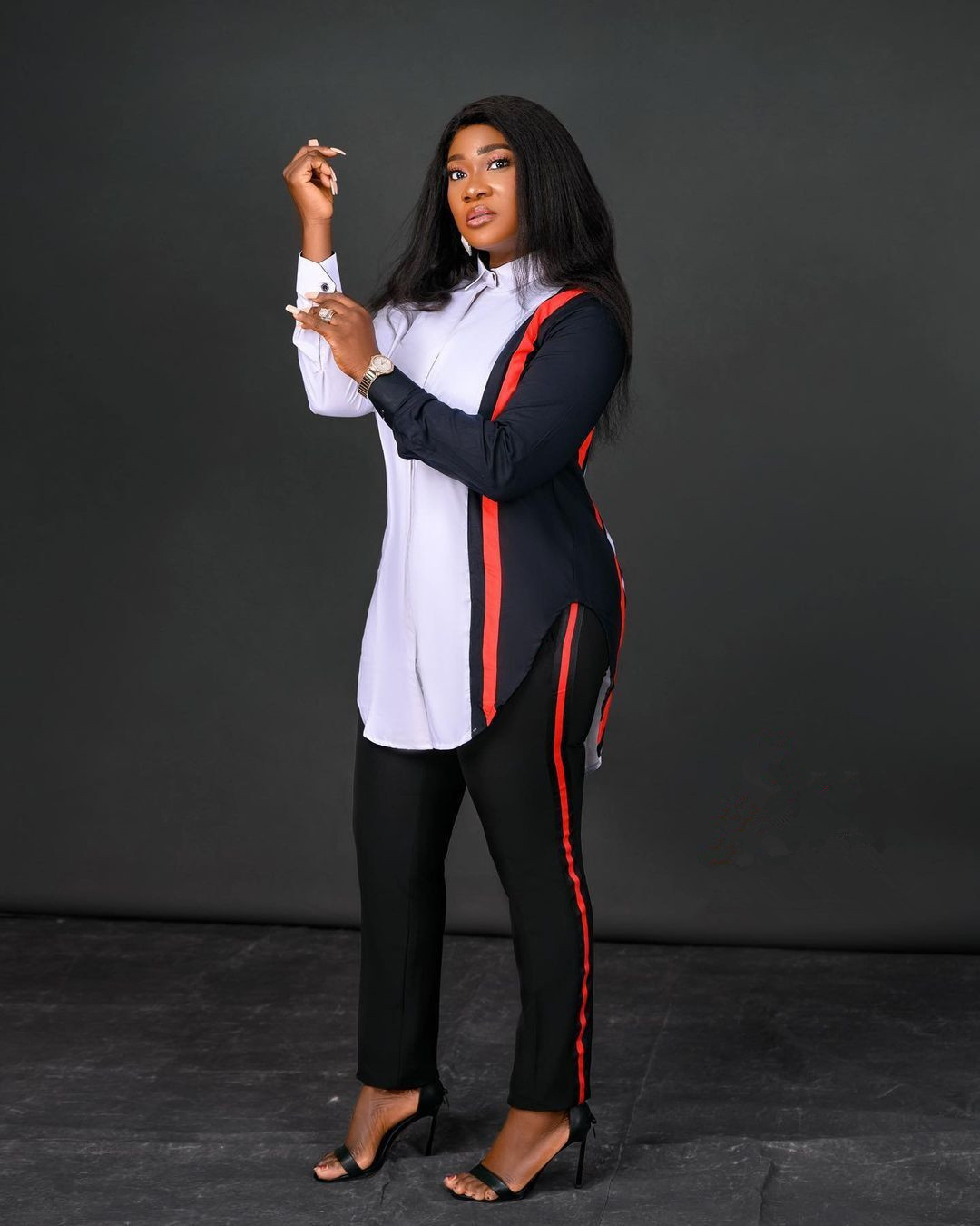 Women's Two Piece Pants 2 Two Piece Set Stripe Print Long Sleeve Blouse Tops And Pant Suits Spring Autumn Women Set Sheath Matching Fashion Outfi