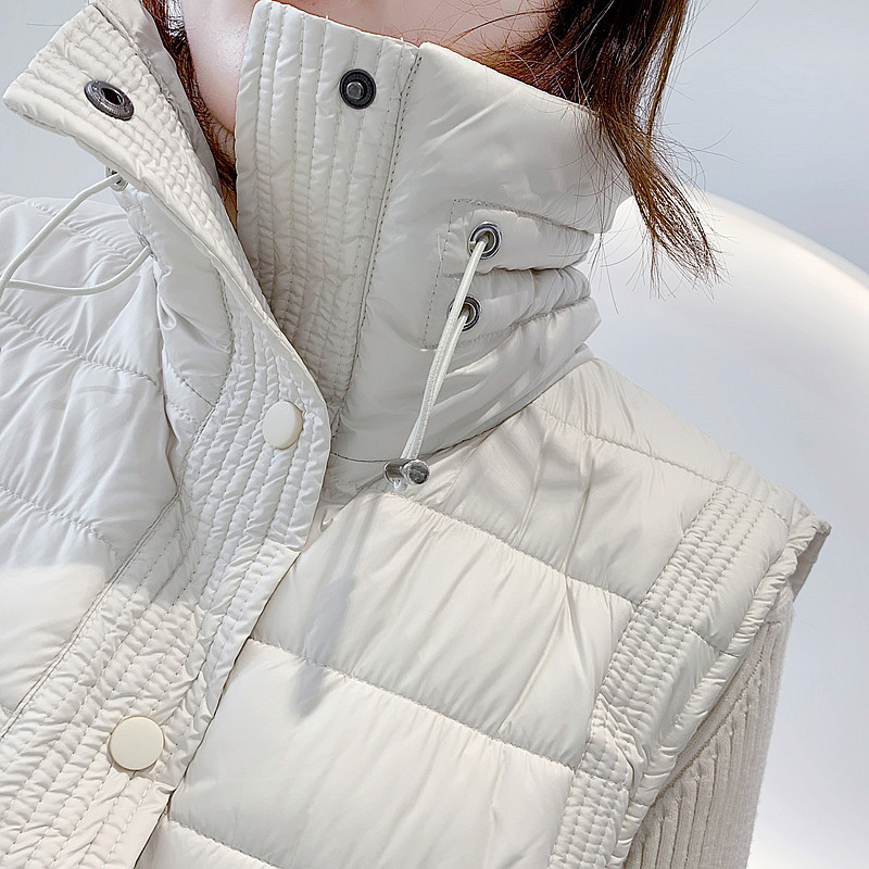 Women's Vests 0409 Down Cotton Waistcoat Women Laple Collar Casual Loose Sleeveless Coat Bodywarmer Femme Big Pockets Black Beige Winter Vest 221