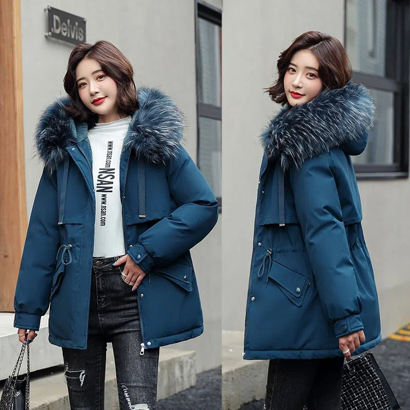 Womens Wool Blends Winter Jacket Womens Parkas Thick Coat Hooded Fur Collar Long Wool Liner Warm Padded Parka Snow Wear Outwear 221007