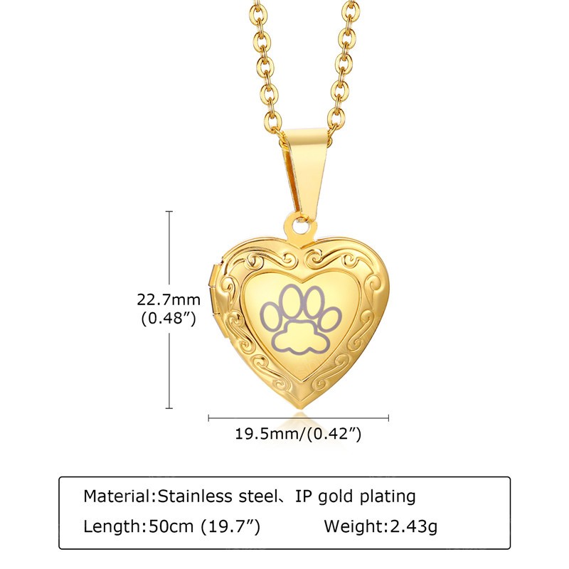 Fashion Gold Silver Color Stainless Steel Heart Pendant Necklace Punk Vintage Photos Necklace for Women