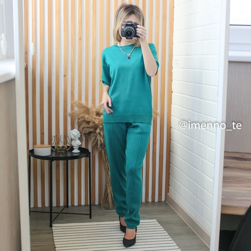 Women's Two Piece Pants GIGOGOU Spring Summer Women pant Tracksuits Fashion Knitted OverSized T shirt Set Ladies Casual Two piece T-shirt Pant Su