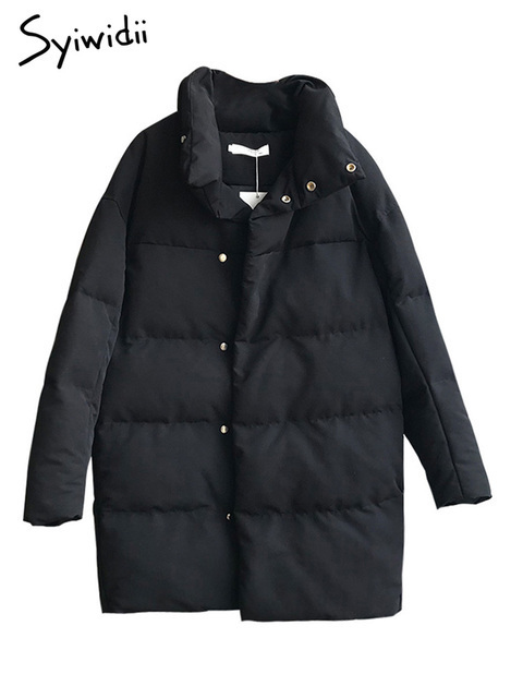 Women's Down Parkas Syiwidii Fall Puffer Jacket Winter Coat Women Oversized Thicken Warm Parkas Elegant Ladies Stand Collar Button Down Outwear 2
