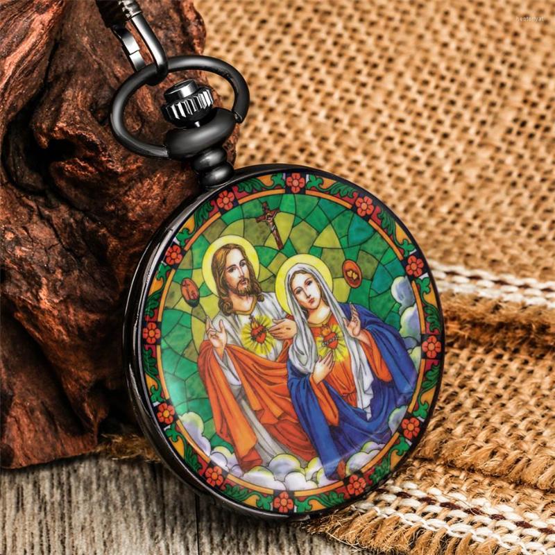 Pocket Watches Jesus Virgin Mary Pattern Colorful Printed Quartz Pendant Watch Collection Souvenir Antique Clock Gifts Men Women, With pocket chain
Pocket Watches Jesus Virgin Mary Pattern Colorful Printed Quartz Pendant Watch Collection Souvenir Antique Clock Gifts Men Women, With pocket chain