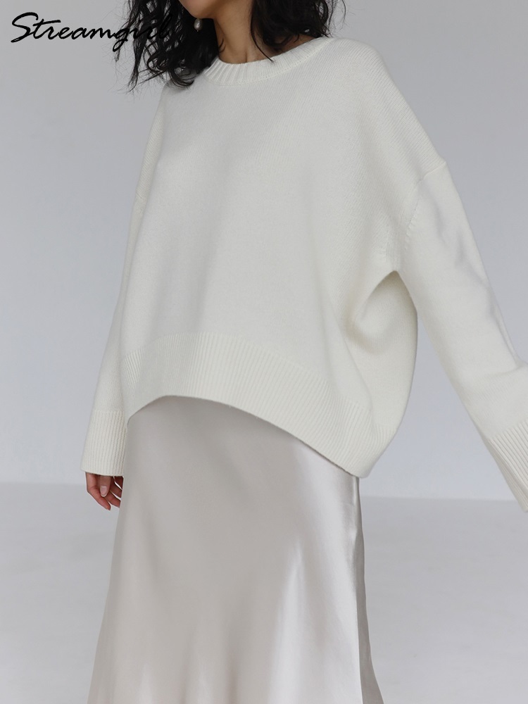 Women's Knits Tees Light Blue Oversized Sweaters For Women Fashion Green Loose Sweater Casual Autumn Pullovers For Winter Women Warm Sweater 2210