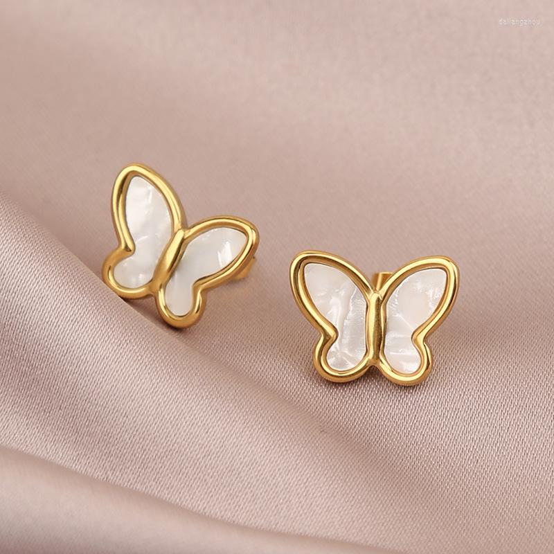 Stud Earrings Korean Fashion White Shell Butterfly Earring For Women Golden Temperament All-match Stainless Steel Girl Jewelry
Stud Earrings Korean Fashion White Shell Butterfly Earring For Women Golden Temperament All-match Stainless Steel Girl Jewelry