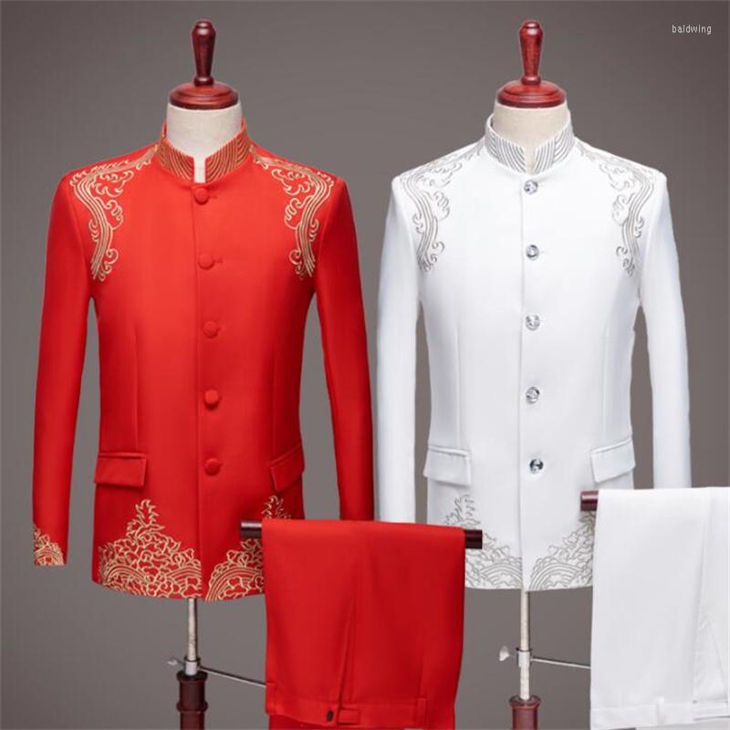 Men's Suits Chinese Style Blazer Men Groom Suit Set With Pants Mens Tunic Singer Star Stand Collar Stage Formal Dress
Men's Suits Chinese Style Blazer Men Groom Suit Set With Pants Mens Tunic Singer Star Stand Collar Stage Formal Dress