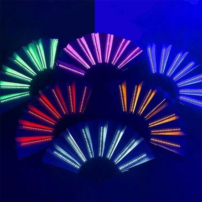 Other Event Party Supplies Glow Folding LED Fan Dancing Lights Night Show Fluorescent Bar Club Gifts In The Dark Halloween Decoration 221007