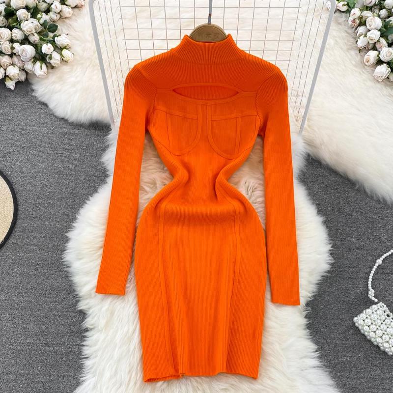 Casual Dresses Chic Hollow High Collar Long Sleeve Bodycon Dress Sexy Party Korean Fashion Knit Vestidos Slim Women Autumn Sweater Pencil, Black
Casual Dresses Chic Hollow High Collar Long Sleeve Bodycon Dress Sexy Party Korean Fashion Knit Vestidos Slim Women Autumn Sweater Pencil, Black