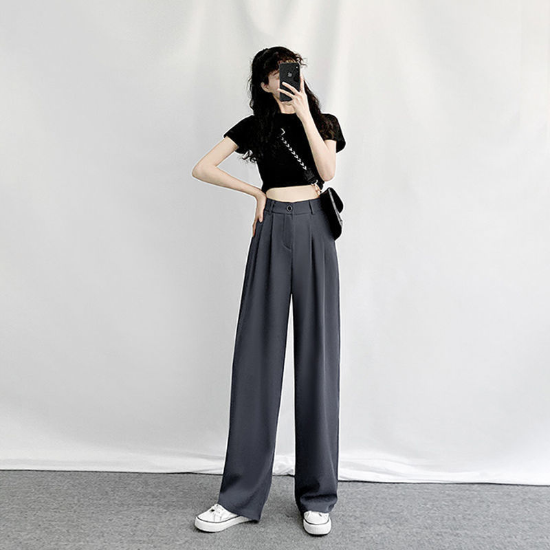 Womens Pants Capris Wide Leg Pants Women Simple Vintage Overisze 4XL Simple Daily Office Lady Full Length Trousers Allmatch Summer Fashion Womens 2210