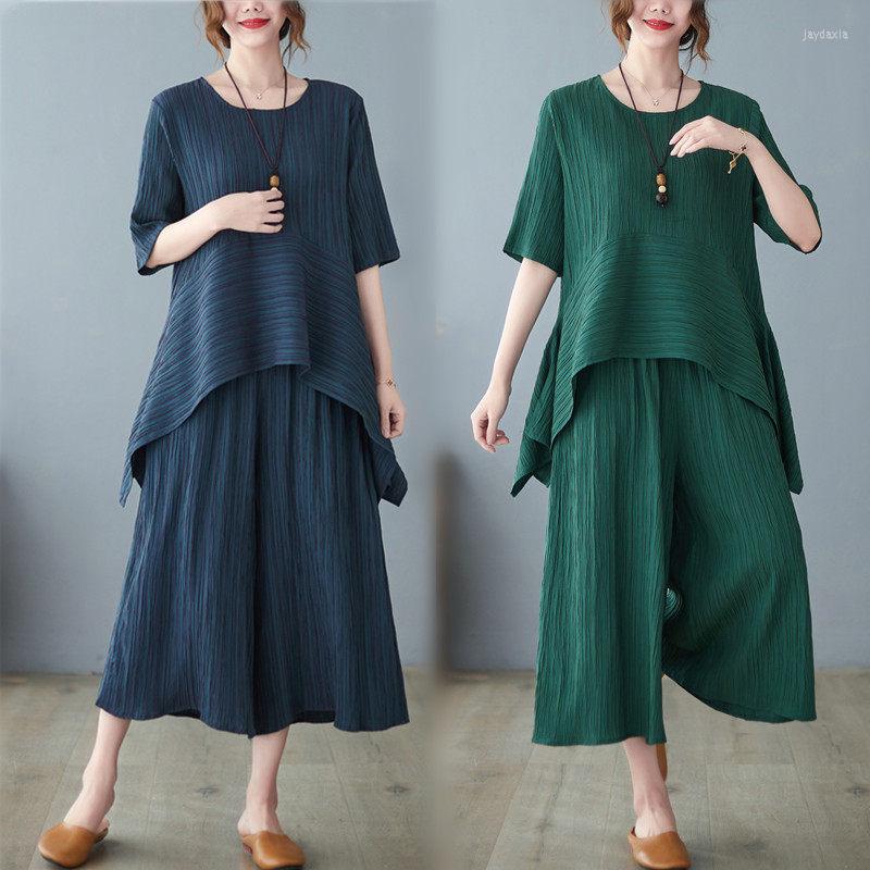 Women's Two Piece Pants Summer Loose Mid-Length Temperament Elegant Middle-Aged Suit Wide Leg Women Tops And Trousers Casual Set H890, Black
Women's Two Piece Pants Summer Loose Mid-Length Temperament Elegant Middle-Aged Suit Wide Leg Women Tops And Trousers Casual Set H890, Black