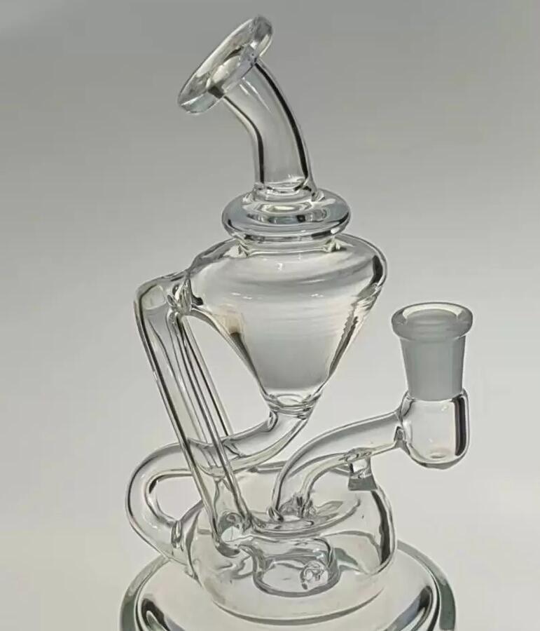 Glass Bong Hookahs Mini recycler Glass Pipes Water Oil Rig with 10 mm male joint Inception palm size Ash Catcher And Bubbler