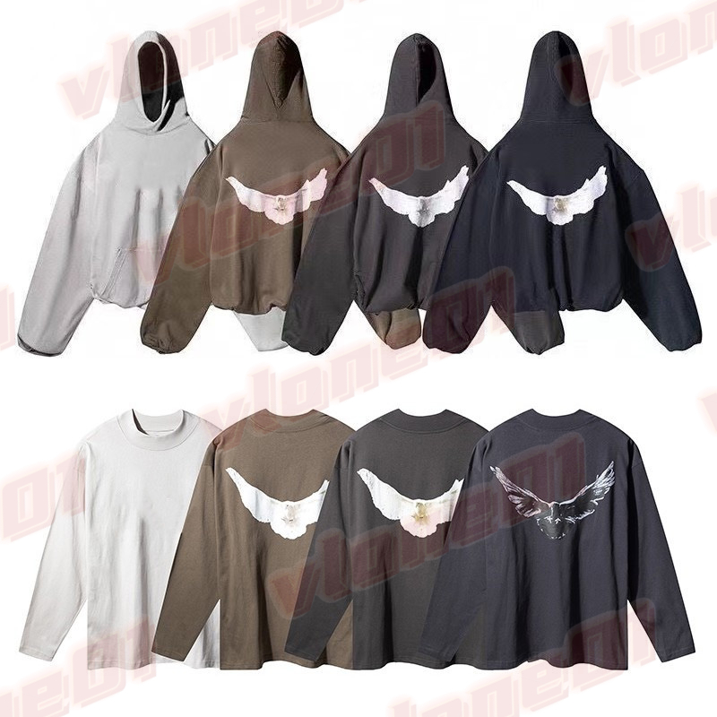 Mens Hoodies Man Women Designer White Dove Pattern Print Long Sleeve Hoodie Designers Womens Street Style Hip Hop Sweatshirt Size S-XL