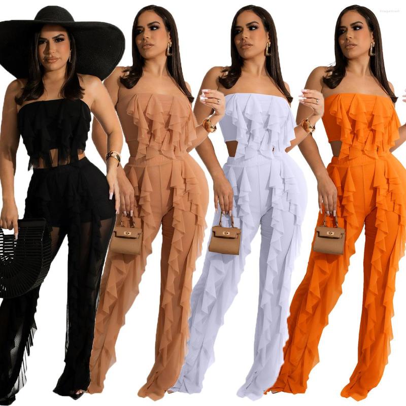Women' Two Piece Pants Mesh See Though Beach Sexy Women 2pcs Set Strapless Crop Tops And Ruffles 2022 Tracksuit Outfit, Black
Women' Two Piece Pants Mesh See Though Beach Sexy Women 2pcs Set Strapless Crop Tops And Ruffles 2022 Tracksuit Outfit, Black