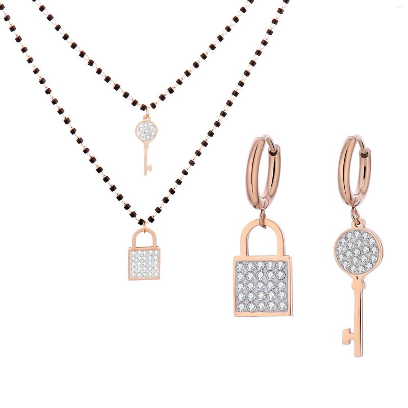 Necklace Earrings Set Stainless Steel Jewelry Key And Lock Bohemia Beads Crystal Cute Silver Hoop For Women Party Gifts 2022, Picture shown
Necklace Earrings Set Stainless Steel Jewelry Key And Lock Bohemia Beads Crystal Cute Silver Hoop For Women Party Gifts 2022, Picture shown