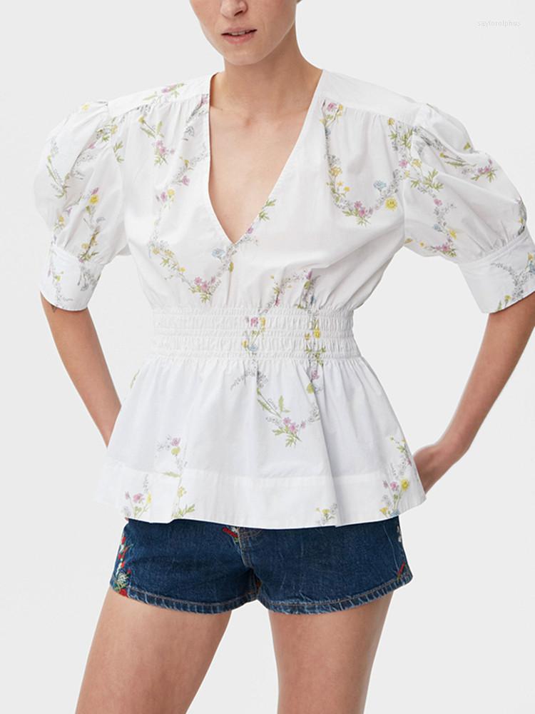Women' Blouses Women All-match Slim Fit Blouse White Floral Print V-neck 2022 Summer Puff Sleeve Shirt
Women' Blouses Women All-match Slim Fit Blouse White Floral Print V-neck 2022 Summer Puff Sleeve Shirt
