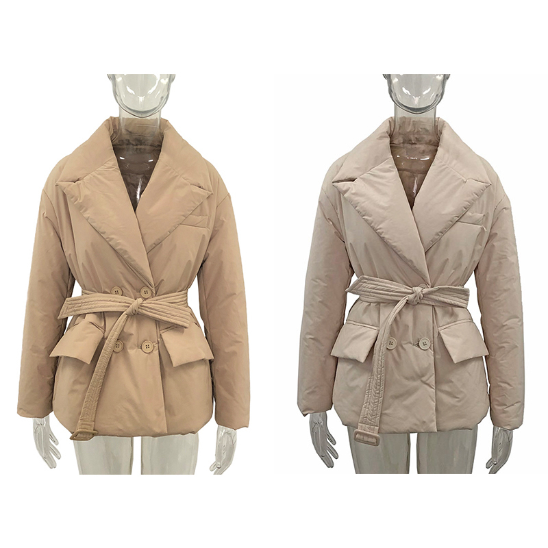 Women's Down Parkas Fandy Lokar Turn Down Collar Parkas Women Fashion Double Breasted Coats Women Elegant Autumn Cotton Jackets Female Ladies 221