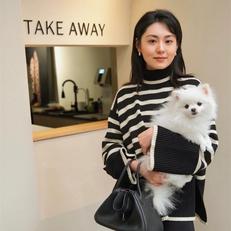 Women's Knits Tees Fashion Autumn Winter Wool Blend Sweater Women Turtleneck Stripe Pullover Streetwear Knit Bottoming Warm Shirt Soft Elegant 22