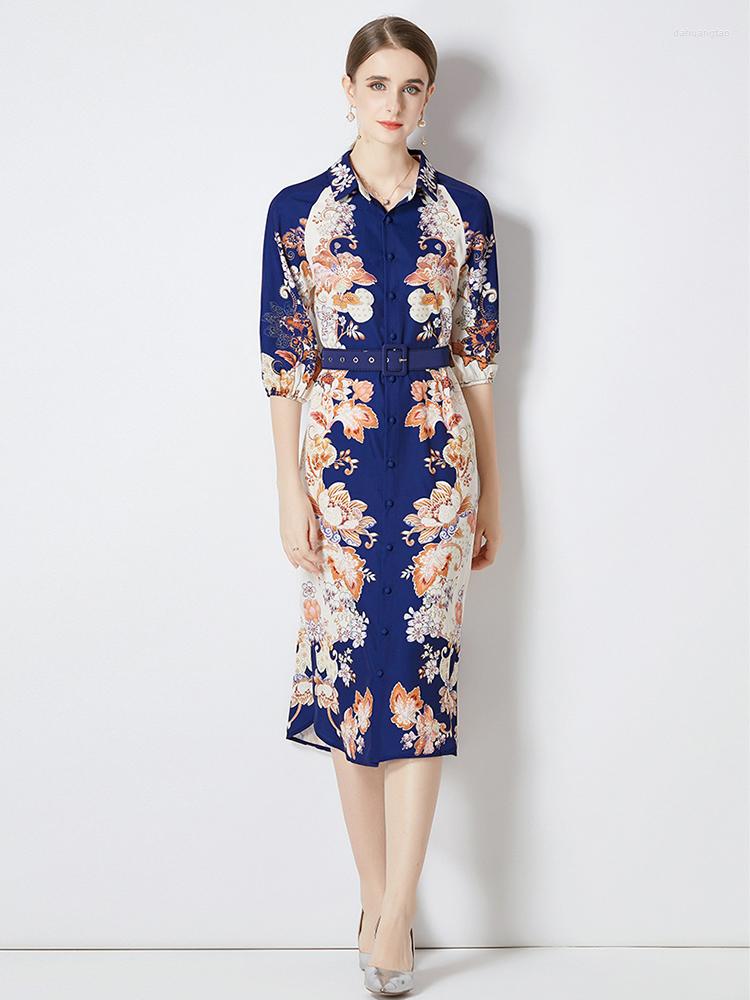 Casual Dresses Fashion Runway Spring Summer Midi Dress Women's Half Sleeve Vintage Flower Print Single Breasted Holiday Belt Loose, Sky blue 6823
Casual Dresses Fashion Runway Spring Summer Midi Dress Women's Half Sleeve Vintage Flower Print Single Breasted Holiday Belt Loose, Sky blue 6823