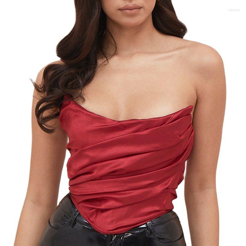 Women's Tanks Baldauren Fashion Red Draped Corset Ruched Backless Crop Top Women Satin Boned Cropped Club Party Sexy Strapless Tops Zipper
Women's Tanks Baldauren Fashion Red Draped Corset Ruched Backless Crop Top Women Satin Boned Cropped Club Party Sexy Strapless Tops Zipper