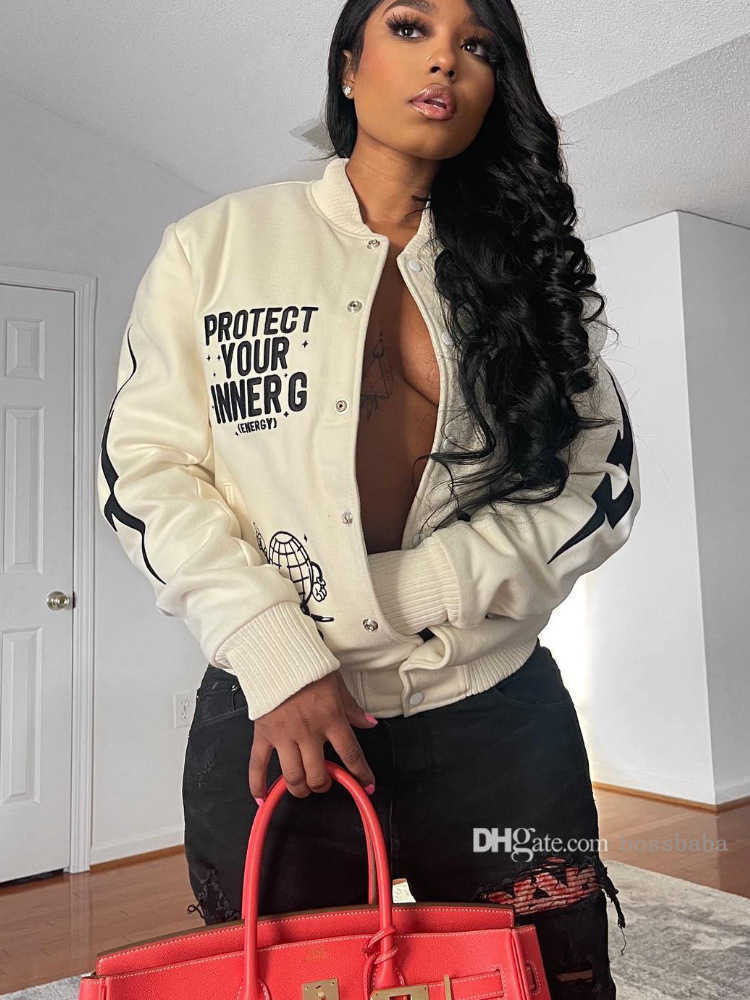 Fashion Womens Coat 2022 Autumn And Winter New Letter Printing Casual Jacket Stand Collar Bomber Clothes, Apricot
Fashion Womens Coat 2022 Autumn And Winter New Letter Printing Casual Jacket Stand Collar Bomber Clothes, Apricot