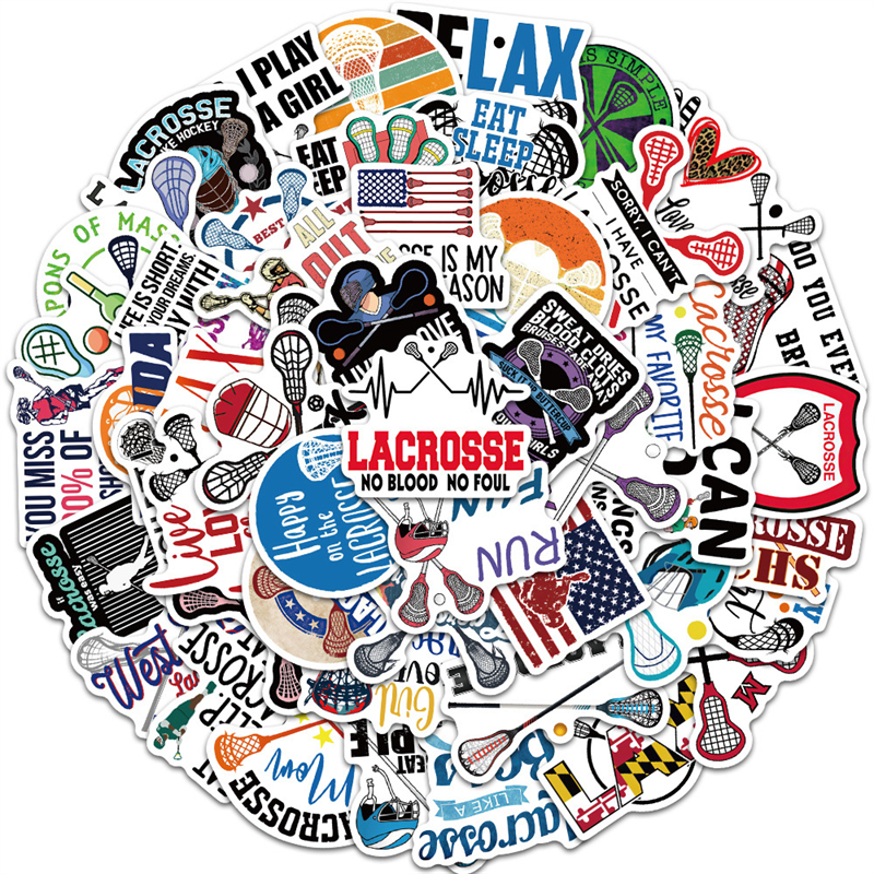 50PCS lacrosse sport Stickers hockey Graffiti Kids Toy Skateboard car Motorcycle Bicycle Sticker Decals Wholesale