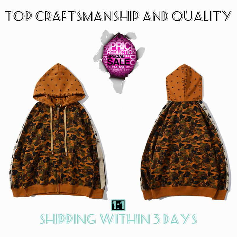 Shark full zip Mens hoodies tiger jacket Top Craftsmanship designer men women Harajuku stylist sweatshirt Fashion co-branding camouflage Double hat hoodys 3-17