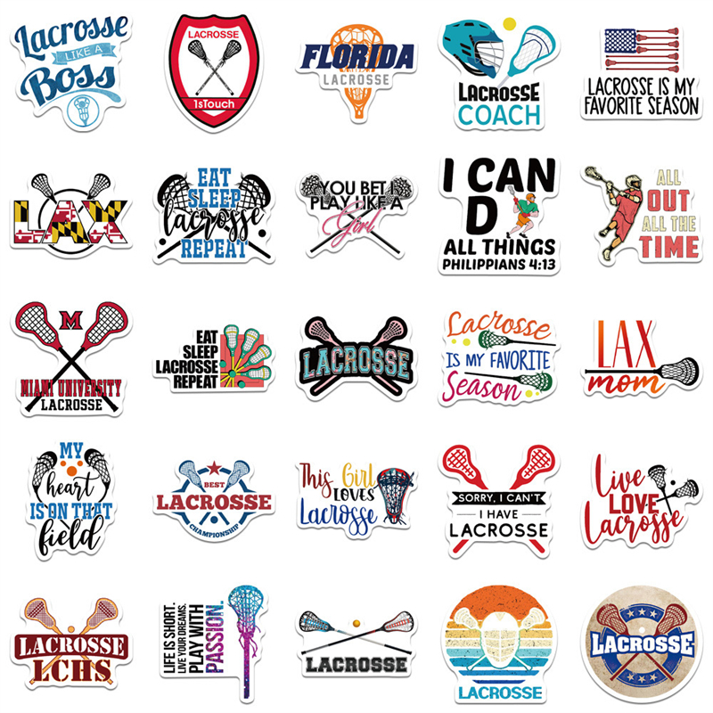 50PCS lacrosse sport Stickers hockey Graffiti Kids Toy Skateboard car Motorcycle Bicycle Sticker Decals Wholesale
