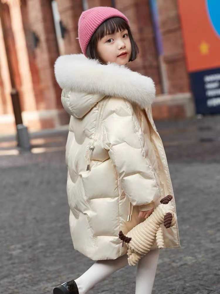 Jackets Children's down jacket girls' medium and long 2022 new foreign style girls' winter coat girls' warm winter clothes L221007