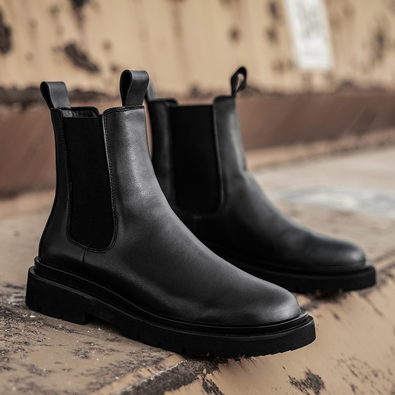 Boots Men Slip on Pu Leather Chelsea Chunky Ankle Short Casual Indestructible Military Bottines 221008, A019 black 
Boots Men Slip on Pu Leather Chelsea Chunky Ankle Short Casual Indestructible Military Bottines 221008, A019 black