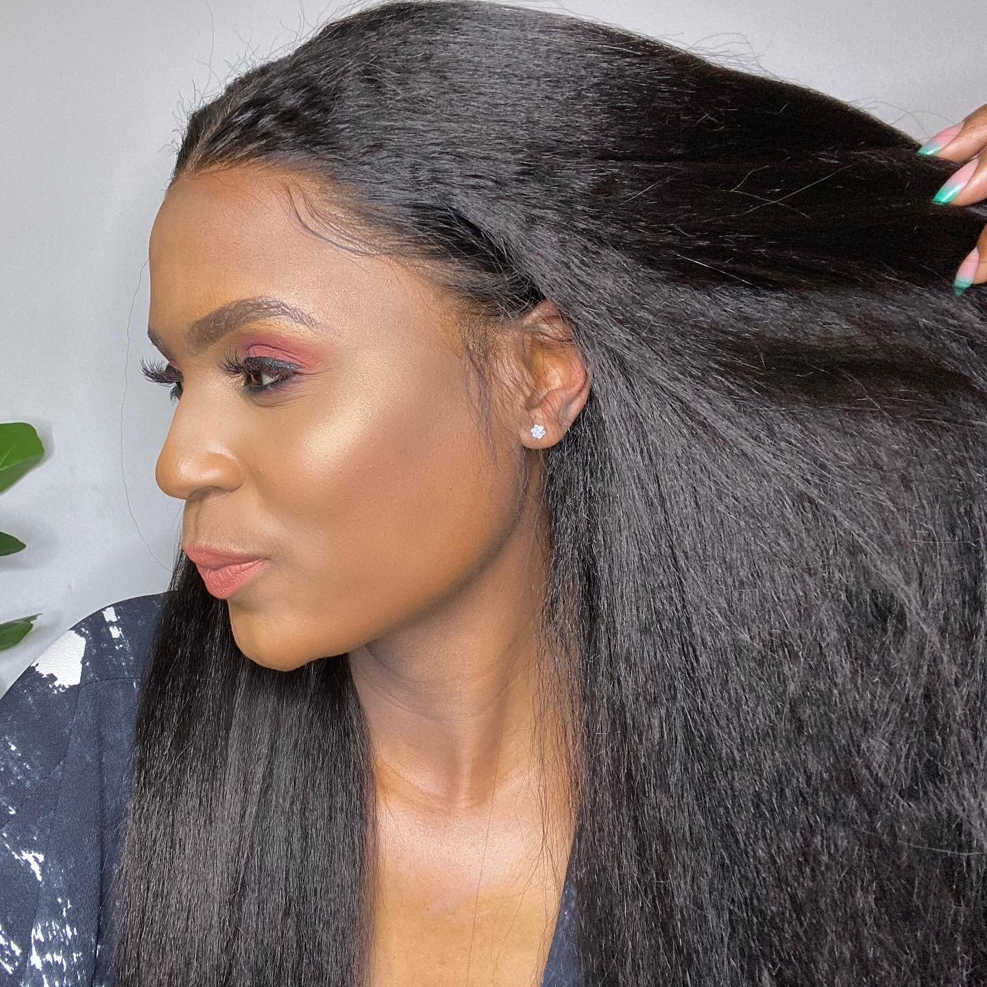 Transparent Kinky Straight 13x6 Lace Frontal Wigs Yaki Straight Human Hair Wig Pre Plucked Glueless Lace Closure Wig 250 Density