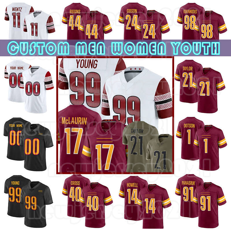 99 Chase Young 17 Terry McLaurin 1 Jahan Dotson Football Jerseys Carson Wentz Sean Taylor Jonathan Allen Antonio Gibson Sam Howell Kamren Curl Curtis Samuel 88 Rogers, Custom mens(h p)
99 Chase Young 17 Terry McLaurin 1 Jahan Dotson Football Jerseys Carson Wentz Sean Taylor Jonathan Allen Antonio Gibson Sam Howell Kamren Curl Curtis Samuel 88 Rogers, Custom mens(h p)