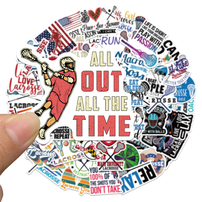 50PCS lacrosse sport Stickers hockey Graffiti Kids Toy Skateboard car Motorcycle Bicycle Sticker Decals Wholesale