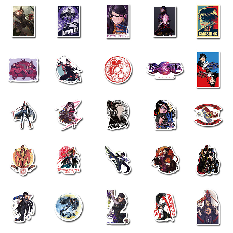 50PCS cartoon game Bayonetta Stickers Jeanne Graffiti Kids Toy Skateboard car Motorcycle Bicycle Sticker Decals Wholesale